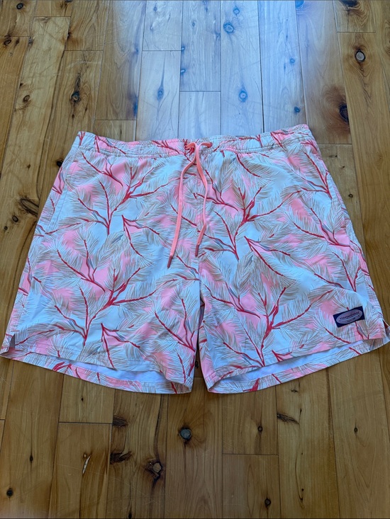 Vineyard Vines Other - Vineyard Vines Coral Branch Print Swim Trunks in Pink and White